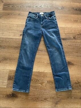 Frame Le High Straight Jeans Dark Wash Stretch Denim Womens 25